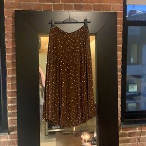 Brown and white polka dot wrap skirt